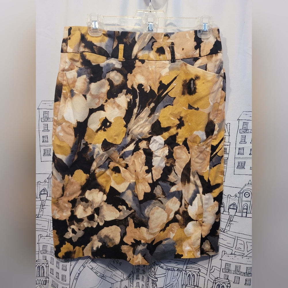 NWOT Women's Black Tan Cato Skirt With Back Slit Size 6